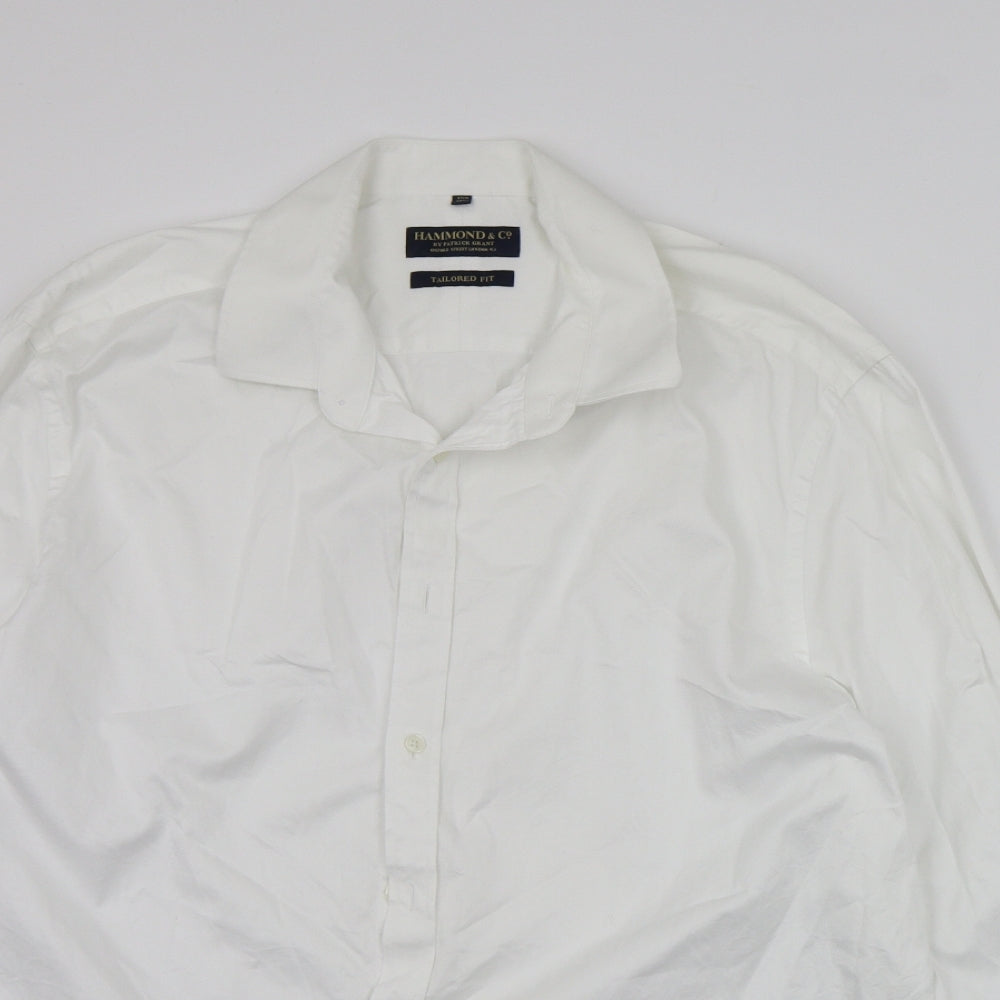 Mens UK Size 18.5 Hammond & Co. White  Button-Up Long Sleeve Casual Shirt