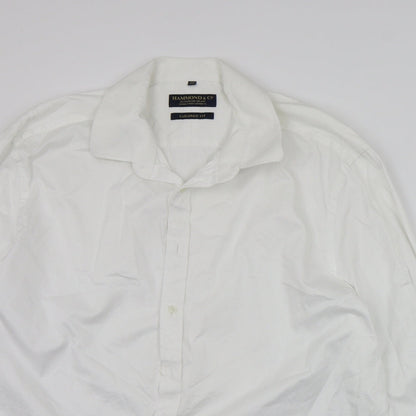 Mens UK Size 18.5 Hammond & Co. White  Button-Up Long Sleeve Casual Shirt