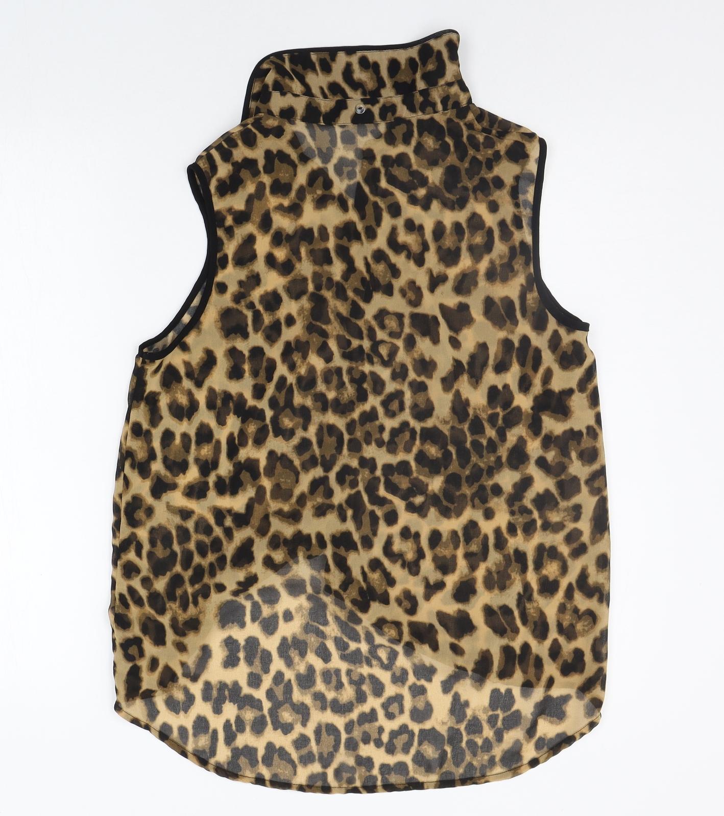 FOREVER 21 Womens Beige Animal Print  Basic Button-Up Size M