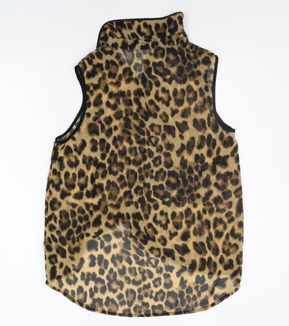 FOREVER 21 Womens Beige Animal Print  Basic Button-Up Size M