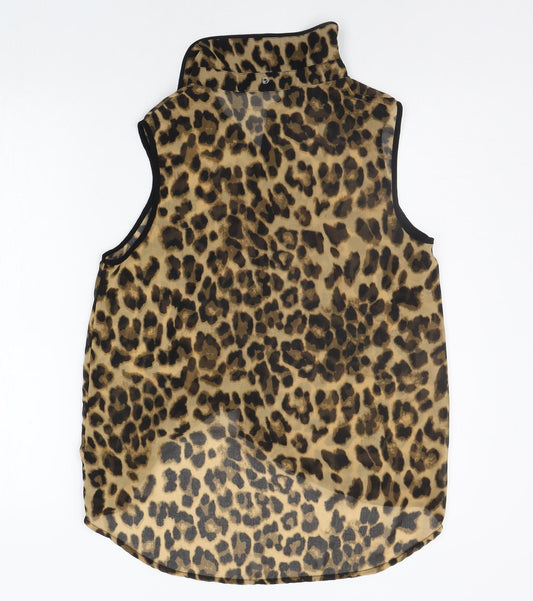 FOREVER 21 Womens Beige Animal Print  Basic Button-Up Size M