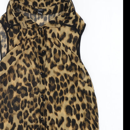 FOREVER 21 Womens Beige Animal Print  Basic Button-Up Size M