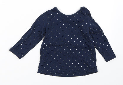 H&M Girls Blue Polka Dot  Basic T-Shirt Size 6-9 Months
