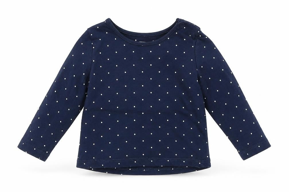 H&M Girls Blue Polka Dot  Basic T-Shirt Size 6-9 Months