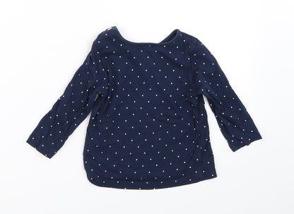 H&M Girls Blue Polka Dot  Basic T-Shirt Size 6-9 Months