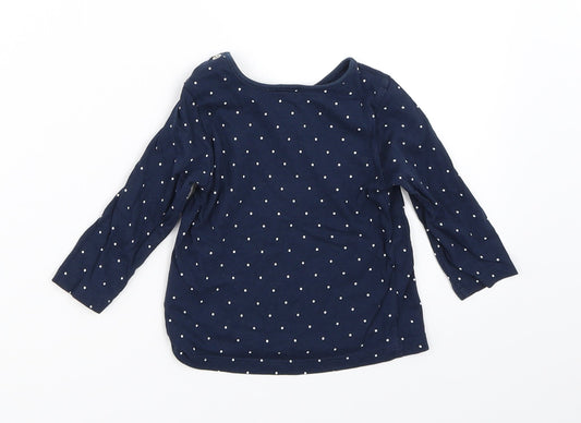 H&M Girls Blue Polka Dot  Basic T-Shirt Size 6-9 Months
