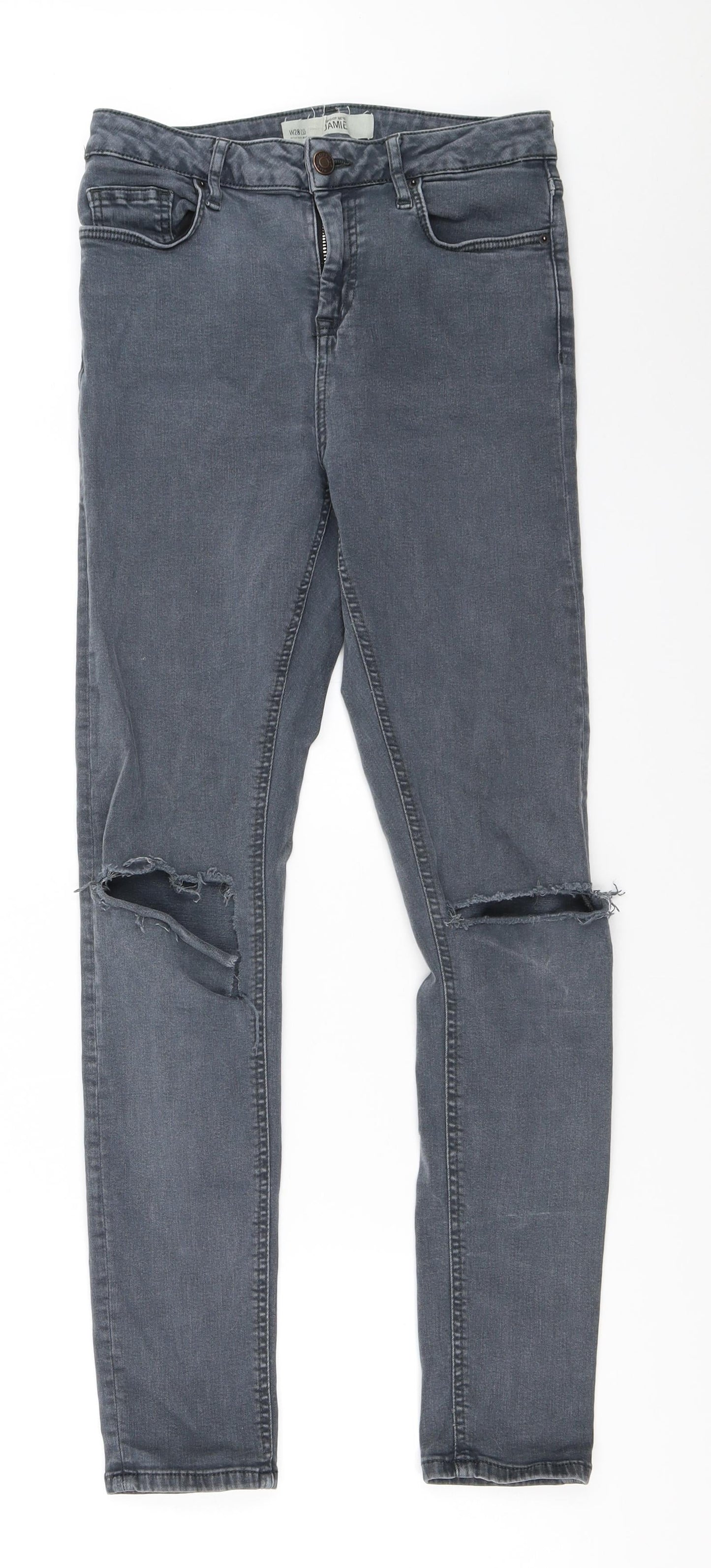 Topshop Womens Grey   Skinny Jeans Size 28 in L32 in - jamie jeans