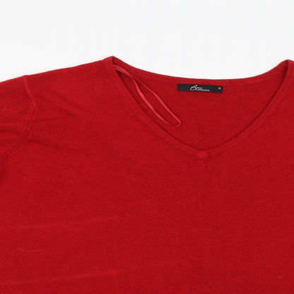 BM Colletion Womens Red  Knit Pullover Jumper Size XL