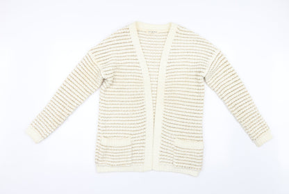 Love Knitwear Womens Beige Striped Knit Cardigan Jumper Size S