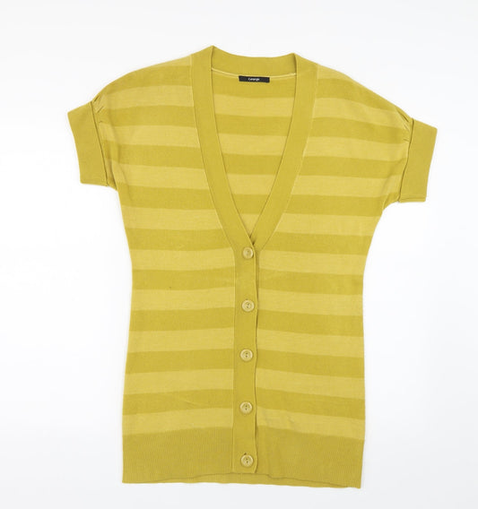 George Womens Yellow Striped Knit Cardigan Jumper Size 12