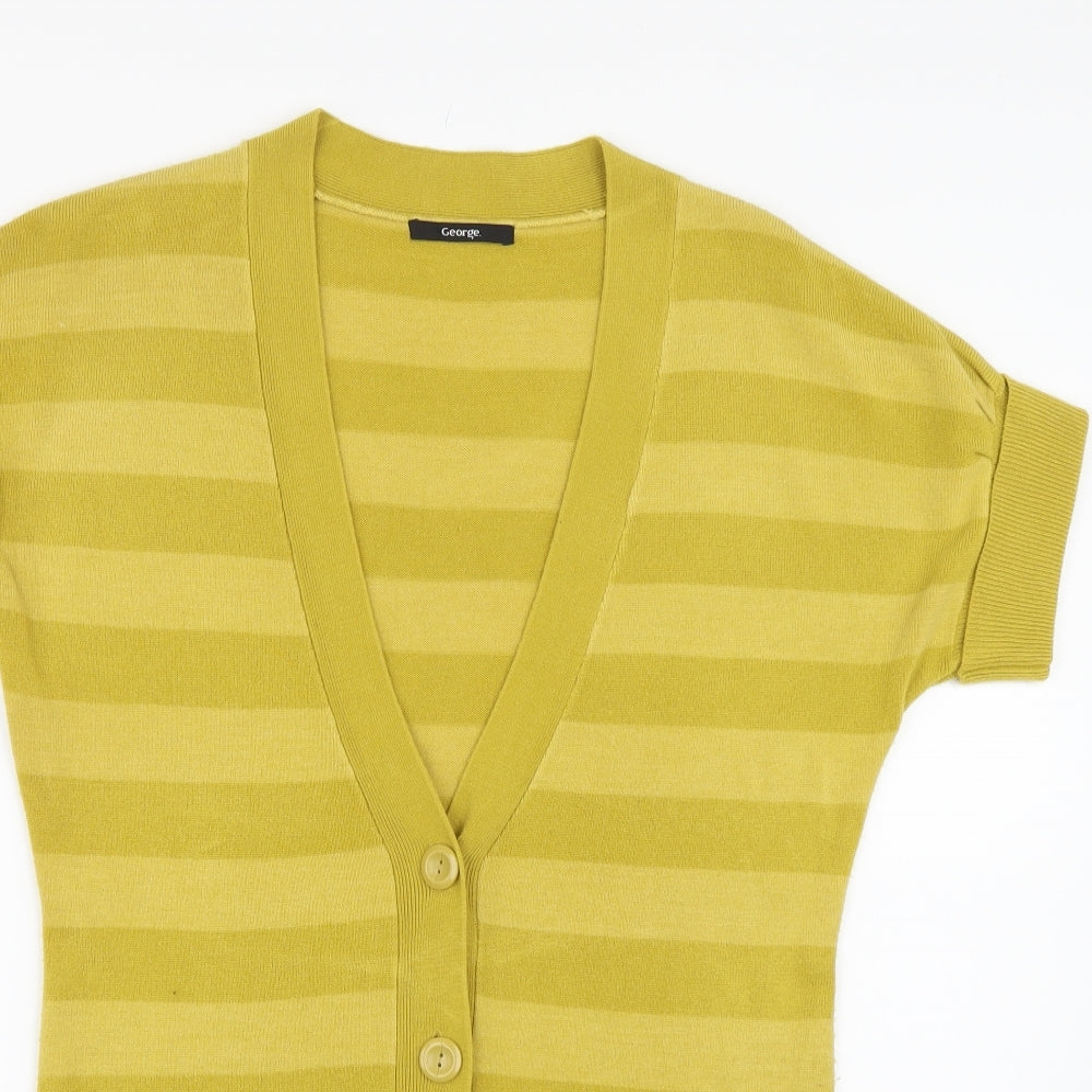 George Womens Yellow Striped Knit Cardigan Jumper Size 12