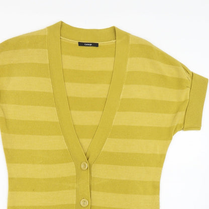 George Womens Yellow Striped Knit Cardigan Jumper Size 12