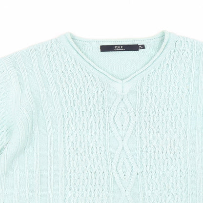 Womens UK Size M Isle Green Pullover Jumper