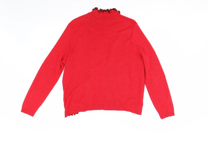 Just Elegance Womens Red Striped Knit Pullover Jumper Size L