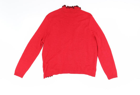Just Elegance Womens Red Striped Knit Pullover Jumper Size L