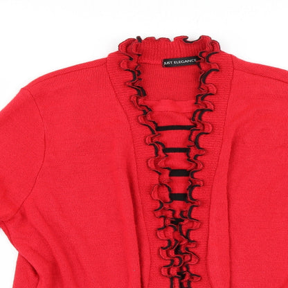 Just Elegance Womens Red Striped Knit Pullover Jumper Size L