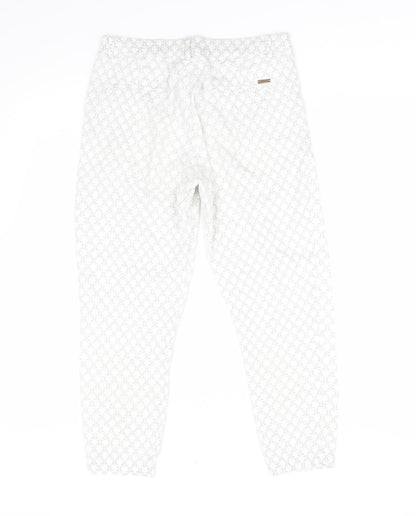 Chic & Jeune Womens Grey Geometric  Capri Trousers Size 8 L23 in