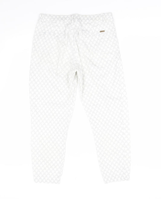 Chic & Jeune Womens Grey Geometric  Capri Trousers Size 8 L23 in