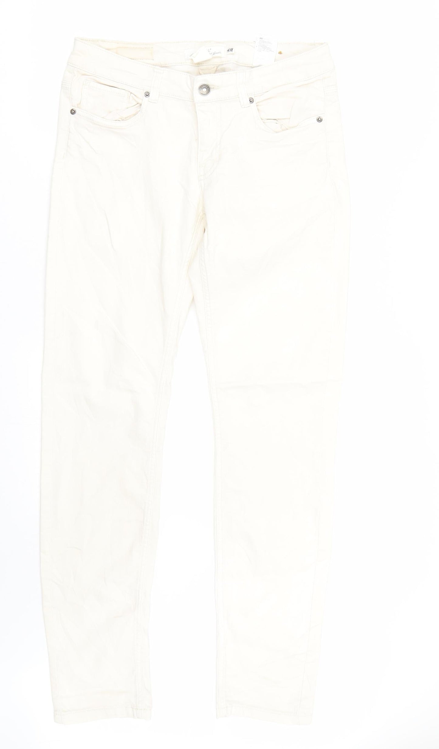 Womens UK Size 12 H&M Regular Fit Skinny Ivory Jeans
