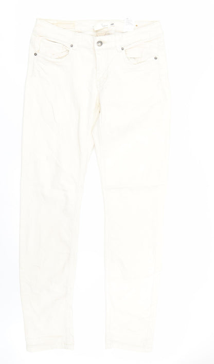 Womens UK Size 12 H&M Regular Fit Skinny Ivory Jeans