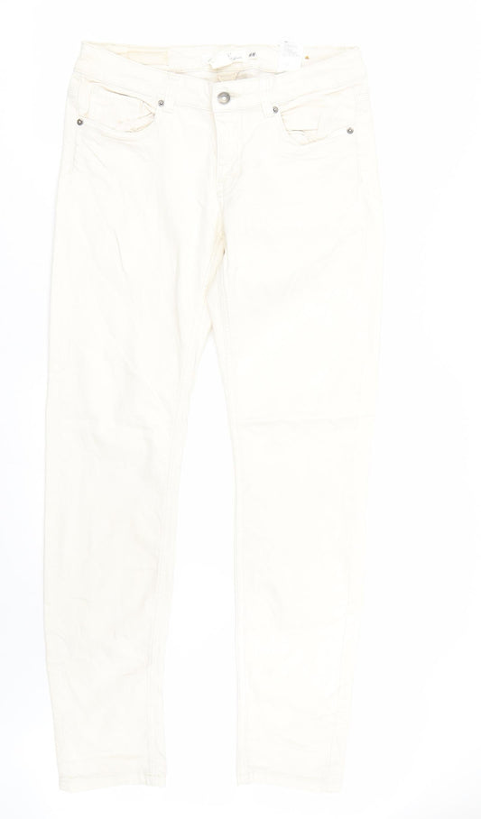 Womens UK Size 12 H&M Regular Fit Skinny Ivory Jeans