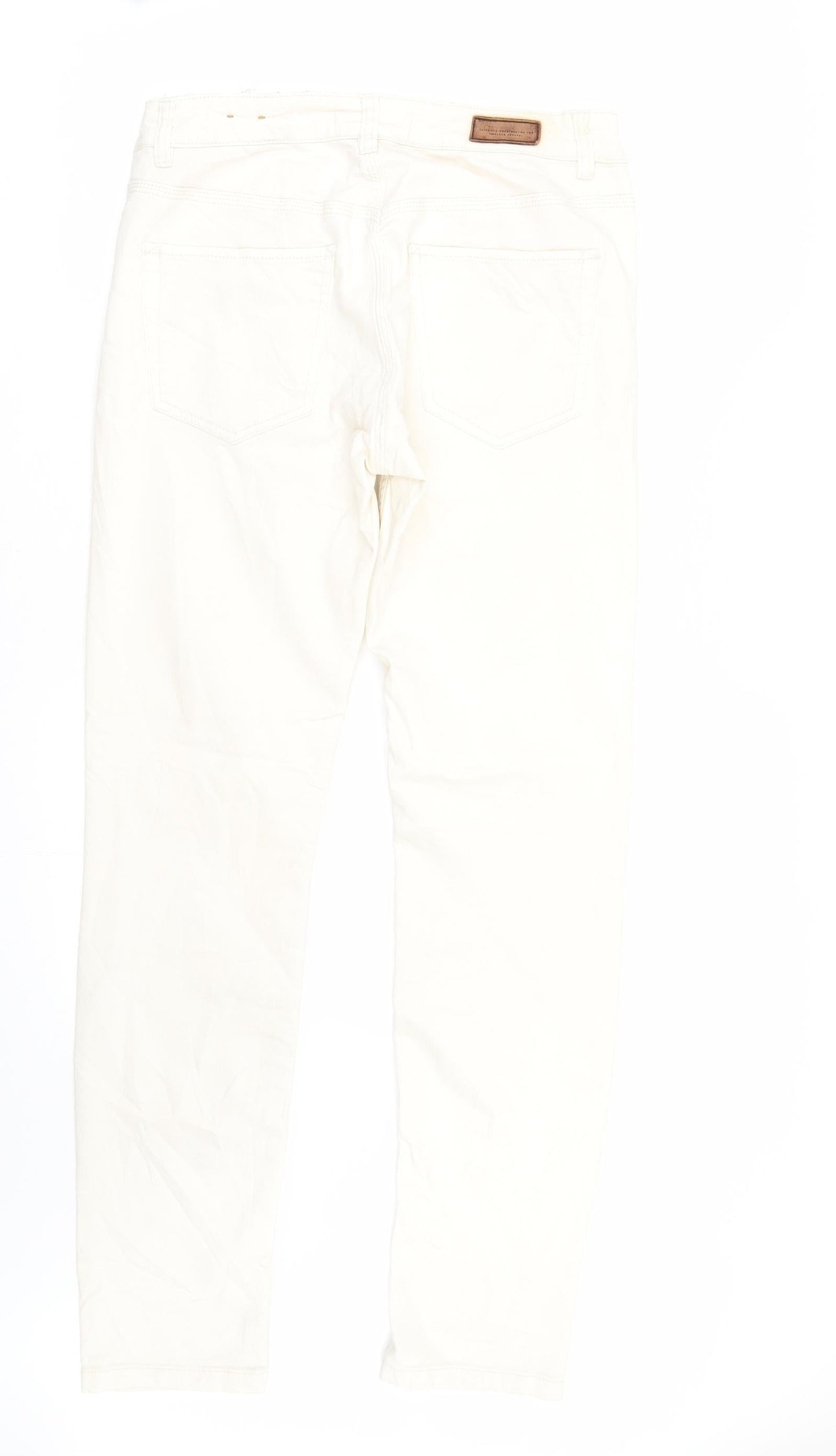 Womens UK Size 12 H&M Regular Fit Skinny Ivory Jeans