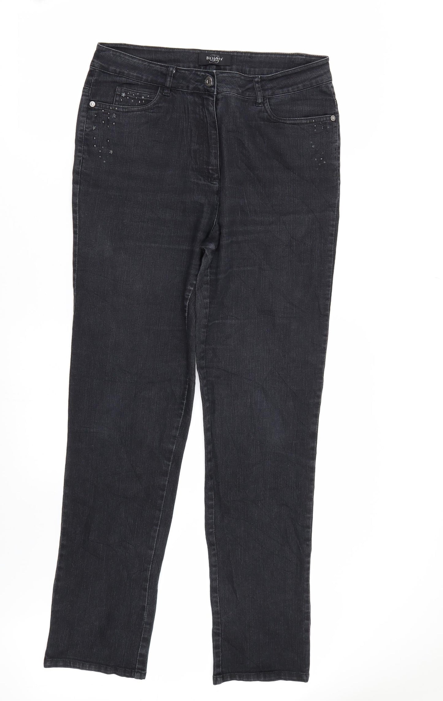Bexleys Womens Black  Denim Straight Jeans Size 10 L31 in