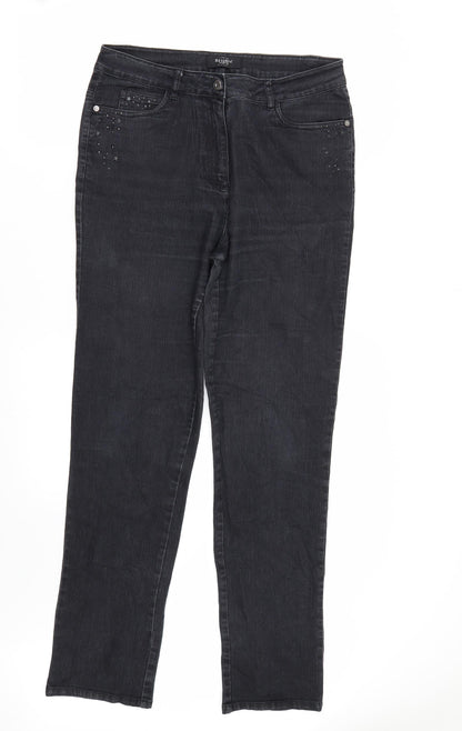 Bexleys Womens Black  Denim Straight Jeans Size 10 L31 in
