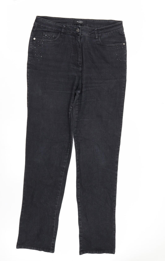 Bexleys Womens Black  Denim Straight Jeans Size 10 L31 in