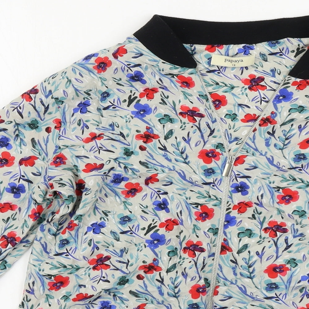 Papaya  Womens Grey Floral  Jacket Coat Size 12