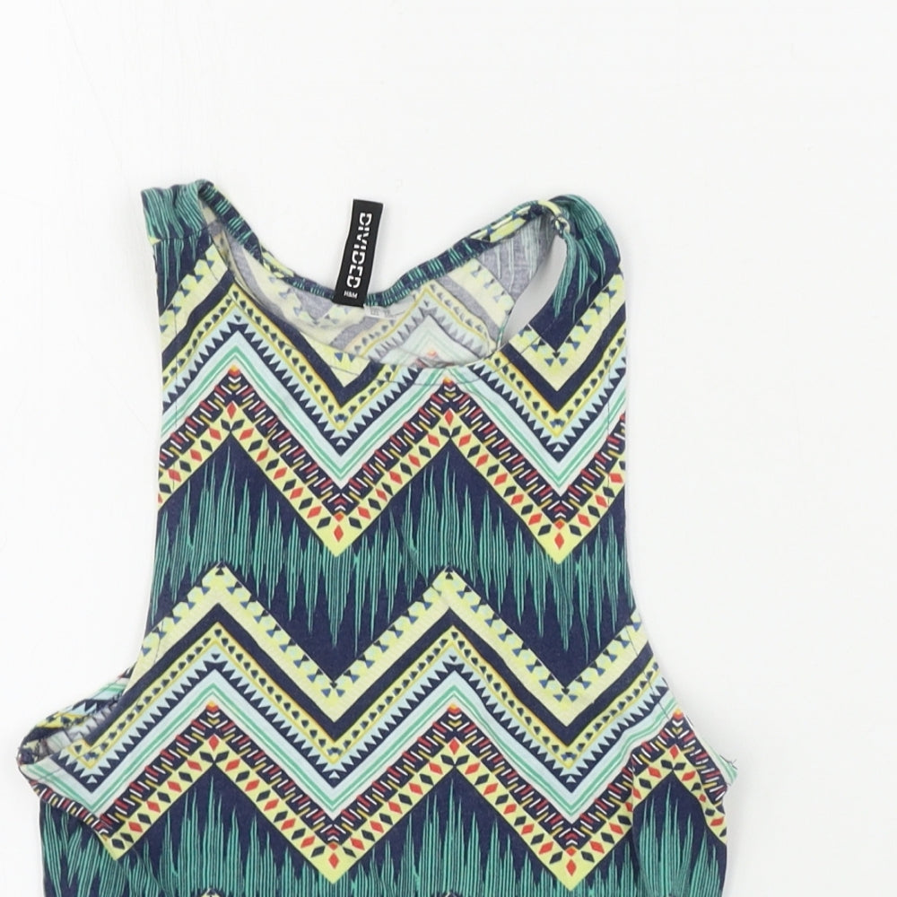 Womens UK Size XS H&M Green Basic Tank