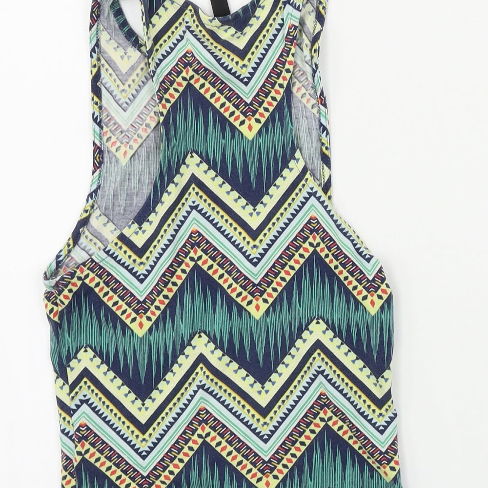 Womens UK Size XS H&M Green Basic Tank