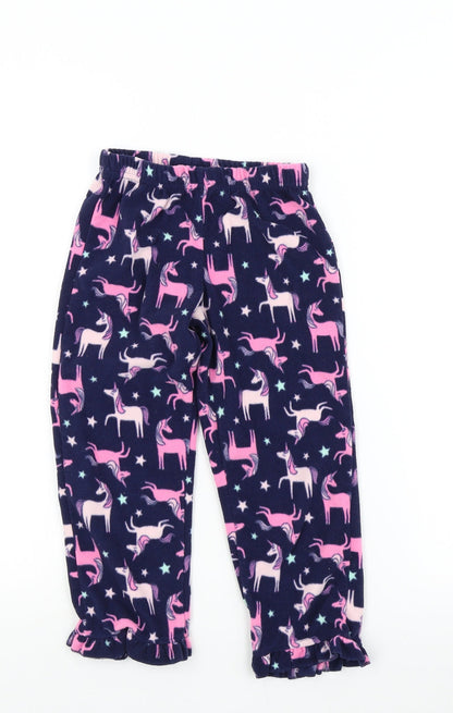 simple joys Girls Blue Solid  Top Pyjama Pants Size 5 Years