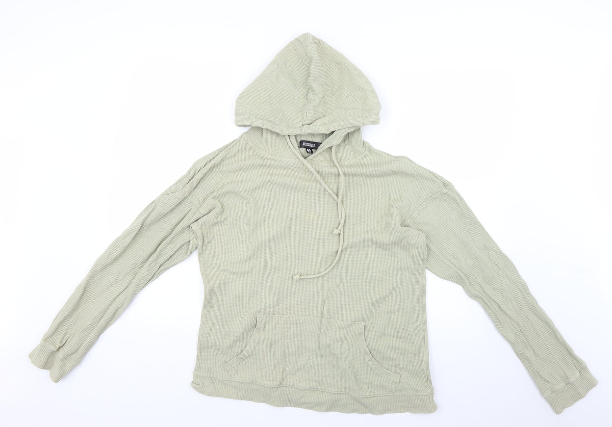 Additional front view of Missguided women’s green pullover hoodie, size UK 10