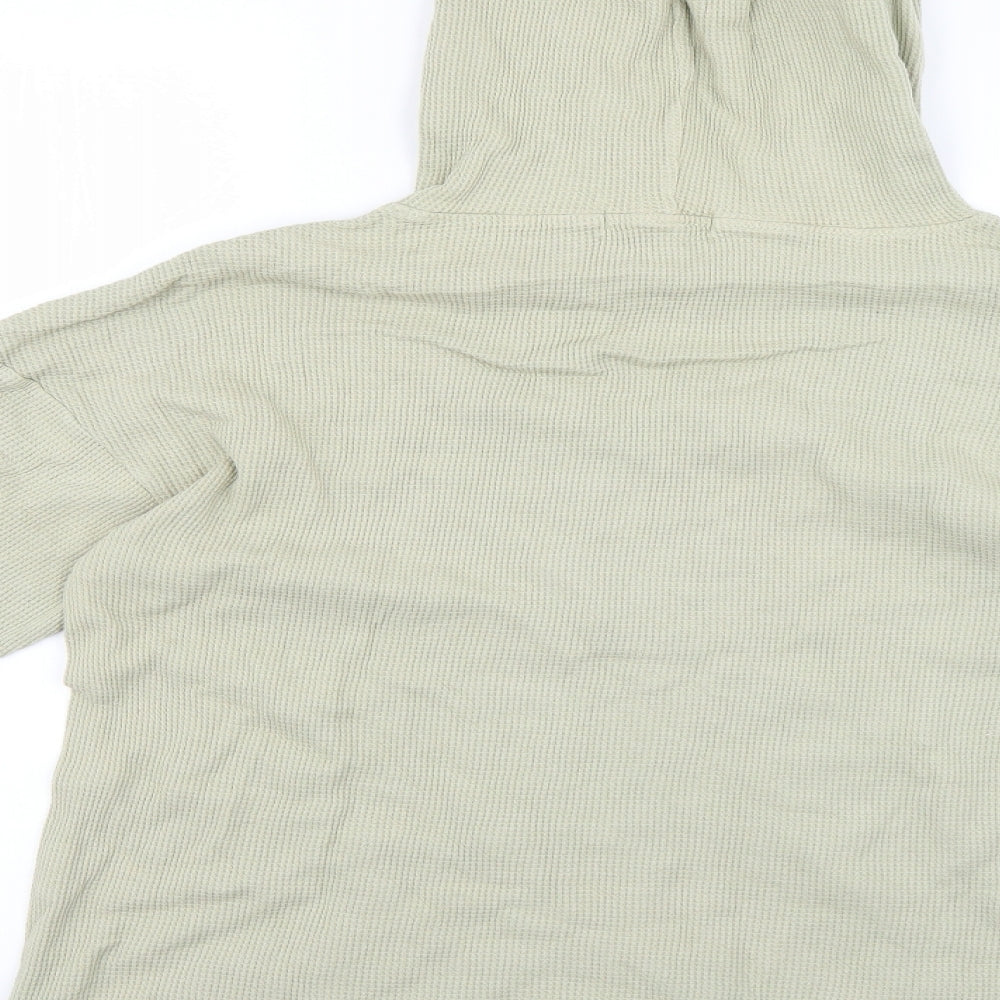 Brand and care label for Missguided women’s green pullover hoodie, size UK 10