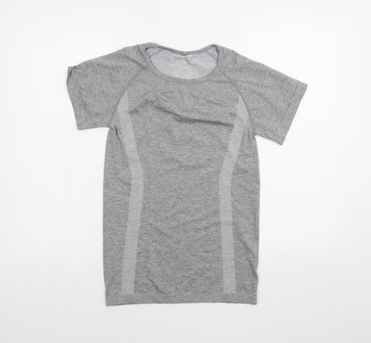 Womens UK Size 10 WORKOUT Grey Basic T-Shirt