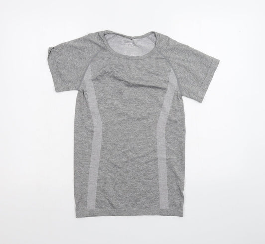 Womens UK Size 10 WORKOUT Grey Basic T-Shirt
