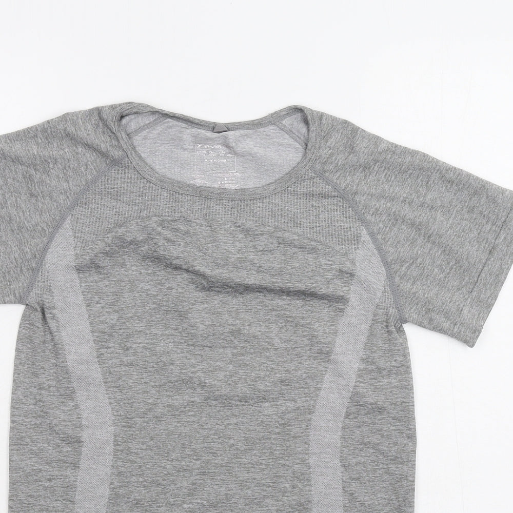 Womens UK Size 10 WORKOUT Grey Basic T-Shirt
