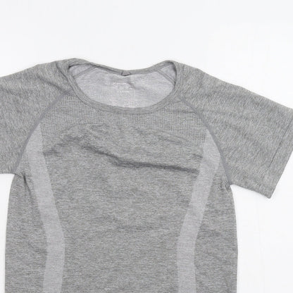 Womens UK Size 10 WORKOUT Grey Basic T-Shirt