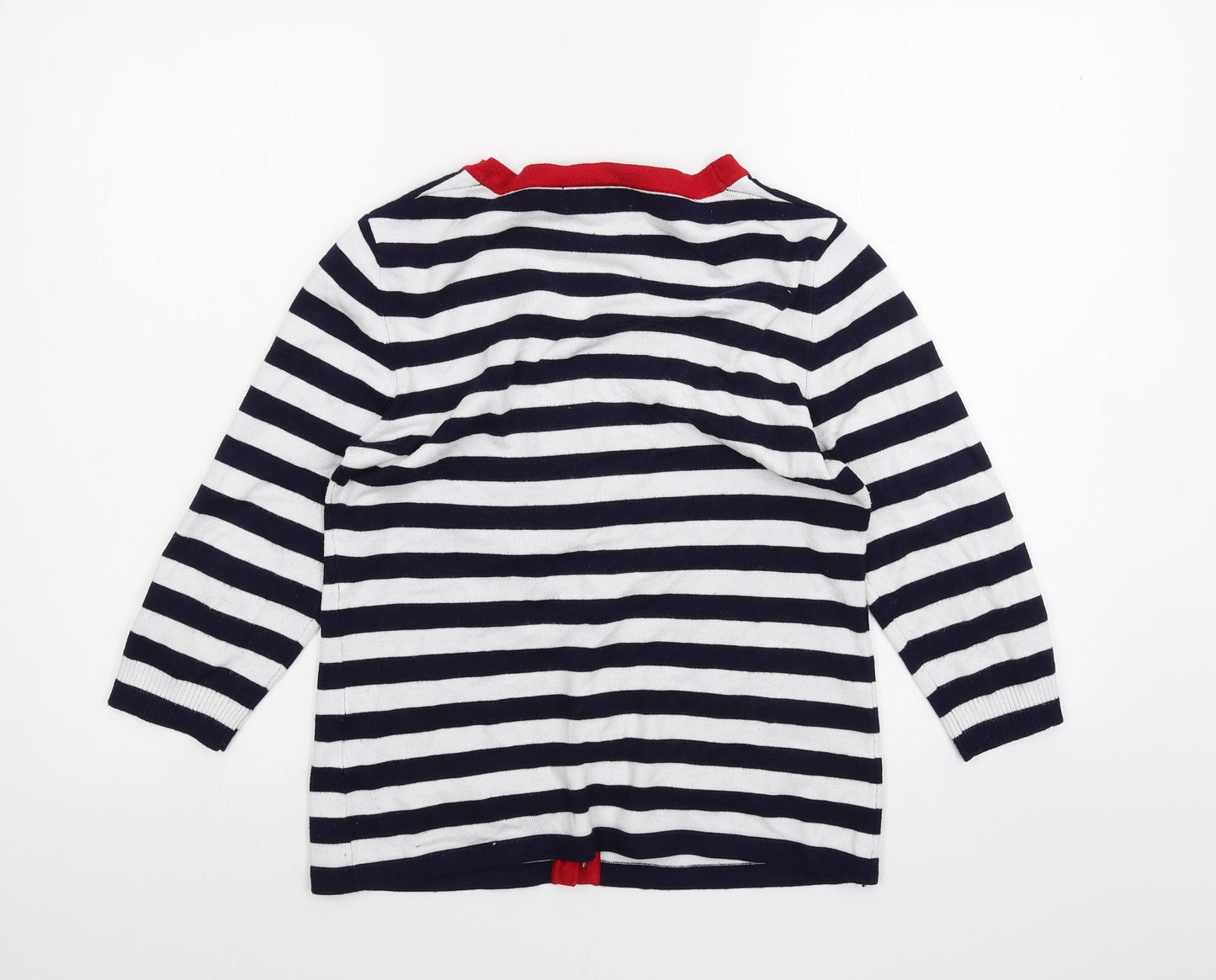 BASSINI Womens White Striped  Cardigan Jumper Size S