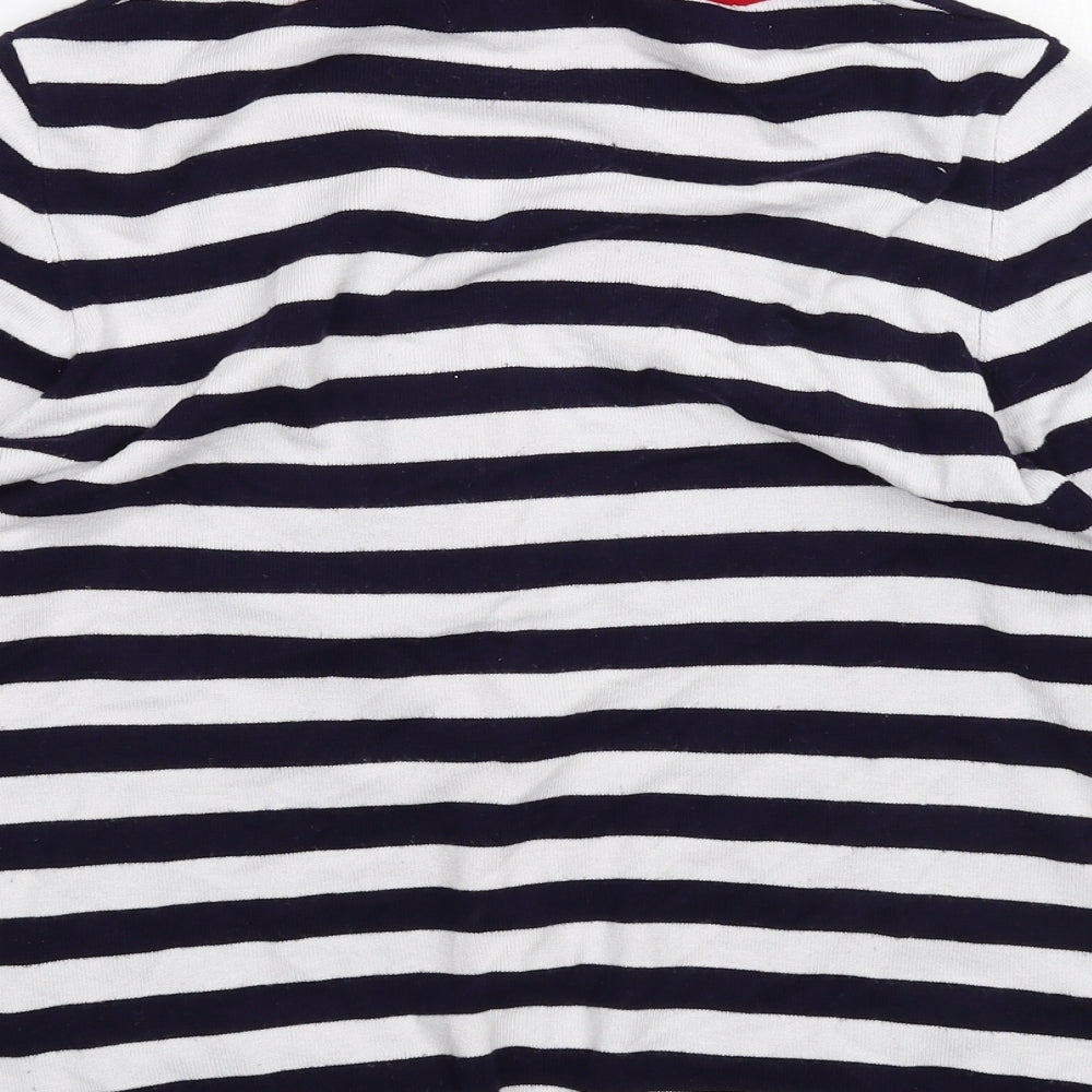 BASSINI Womens White Striped  Cardigan Jumper Size S