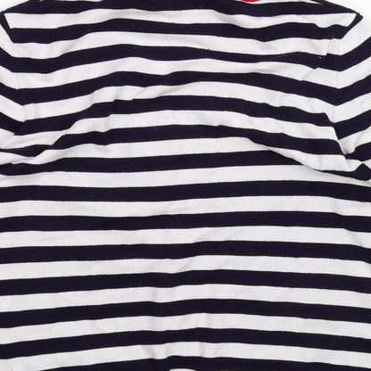 BASSINI Womens White Striped  Cardigan Jumper Size S