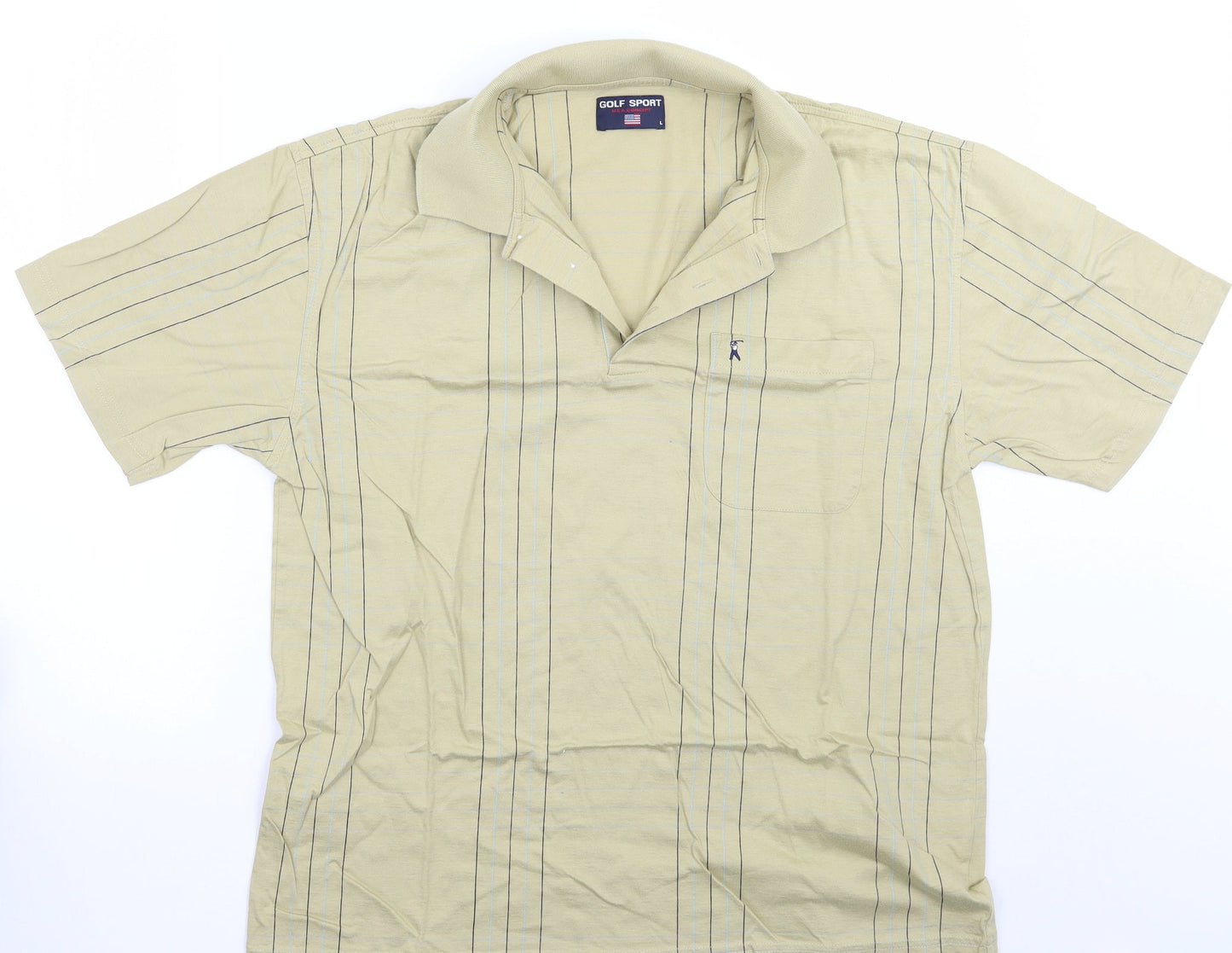 Golf sport Mens Beige Check   Polo Size L
