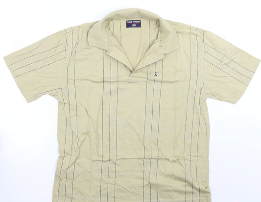 Golf sport Mens Beige Check   Polo Size L