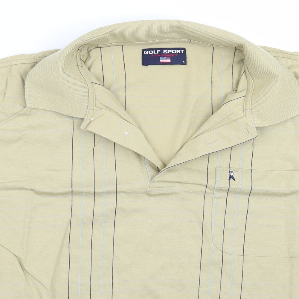 Golf sport Mens Beige Check   Polo Size L