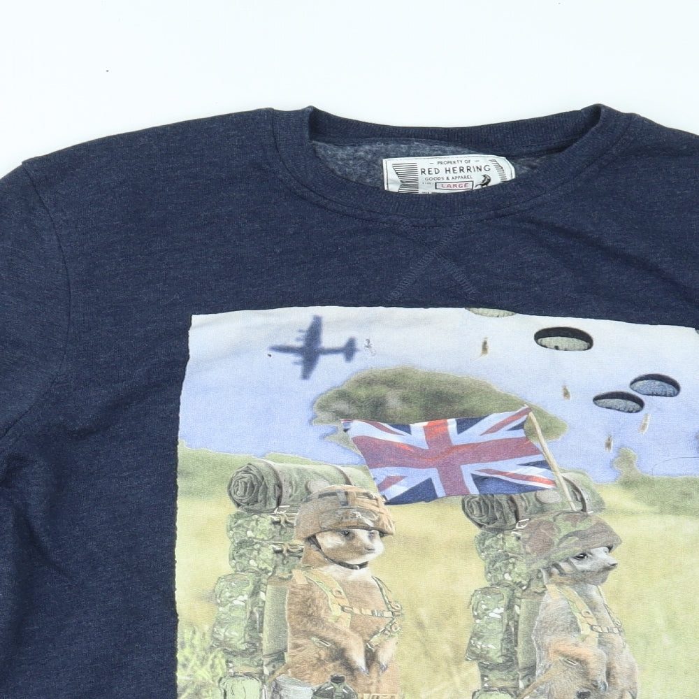 Red Herring Mens Blue   Pullover Jumper Size L