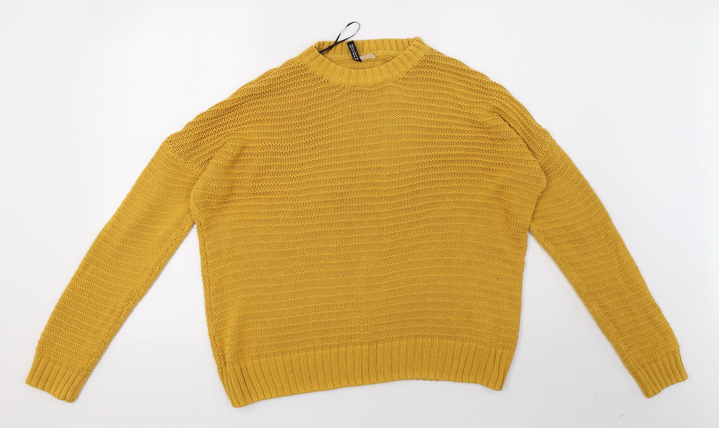 H&M Womens Yellow  Knit Pullover Sweatshirt Size M