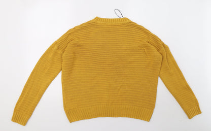 H&M Womens Yellow  Knit Pullover Sweatshirt Size M