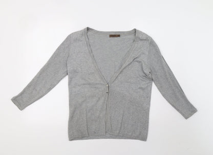 Cortefiel Womens Grey  Knit Cardigan Jumper Size L