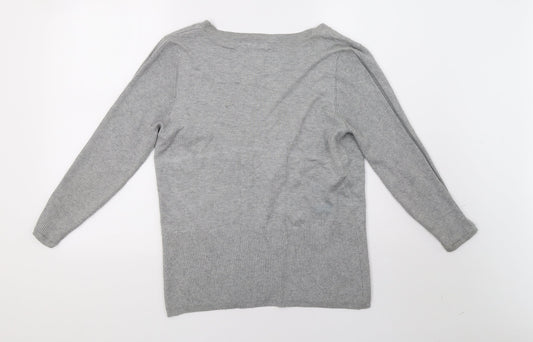 Cortefiel Womens Grey  Knit Cardigan Jumper Size L